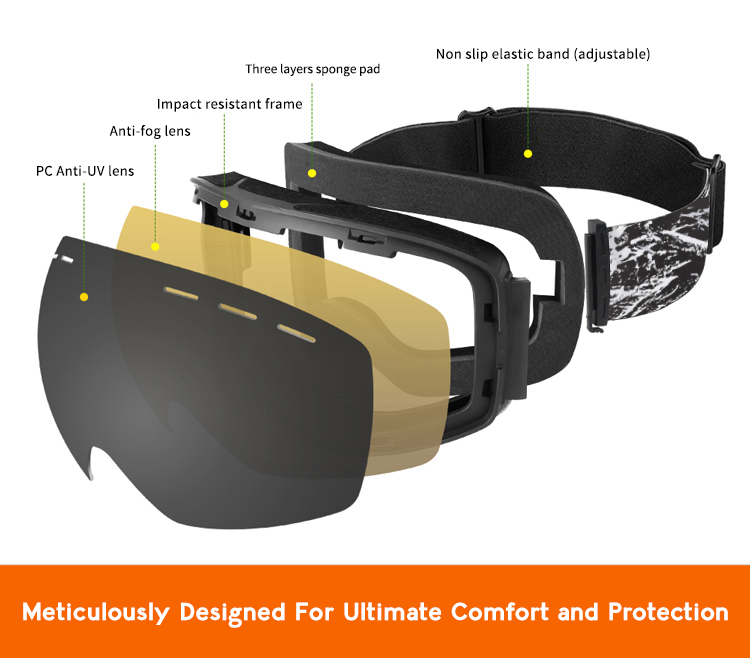 Murray Prescription Ski and Snowboard Goggles Red - Dual Layer Anti Fog Polarized Lenses