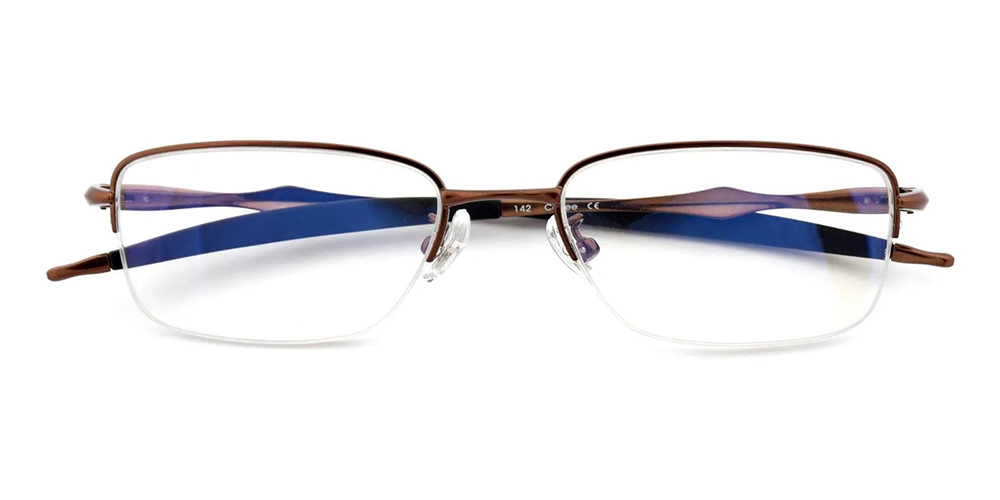 Plainview Half Rim Titamium Prescription Eyeglasses Brown