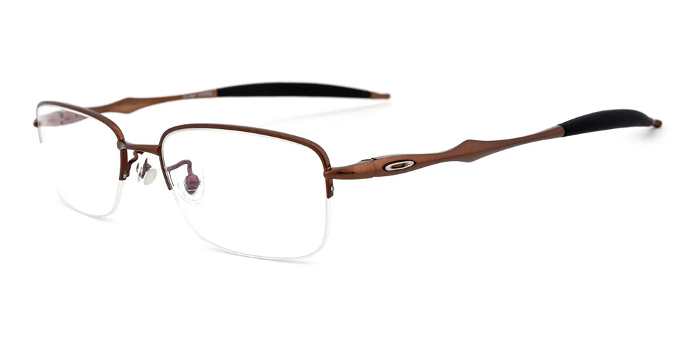 Plainview Half Rim Titamium Prescription Eyeglasses Brown