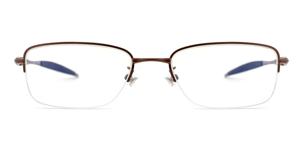 Plainview Half Rim Titamium Prescription Eyeglasses Brown