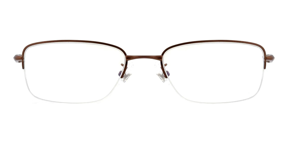 Plainview Half Rim Titamium Prescription Eyeglasses Brown
