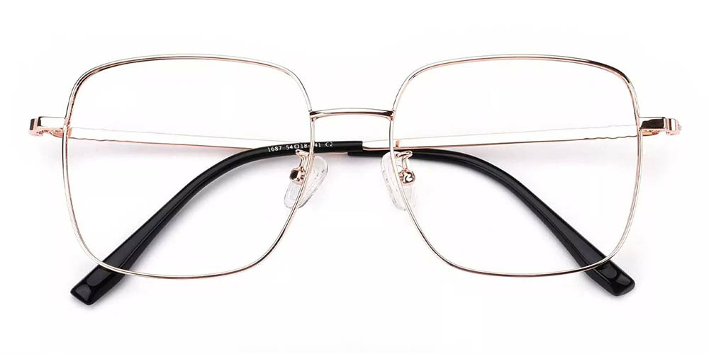 1687 Metal Prescription Glasses Gold