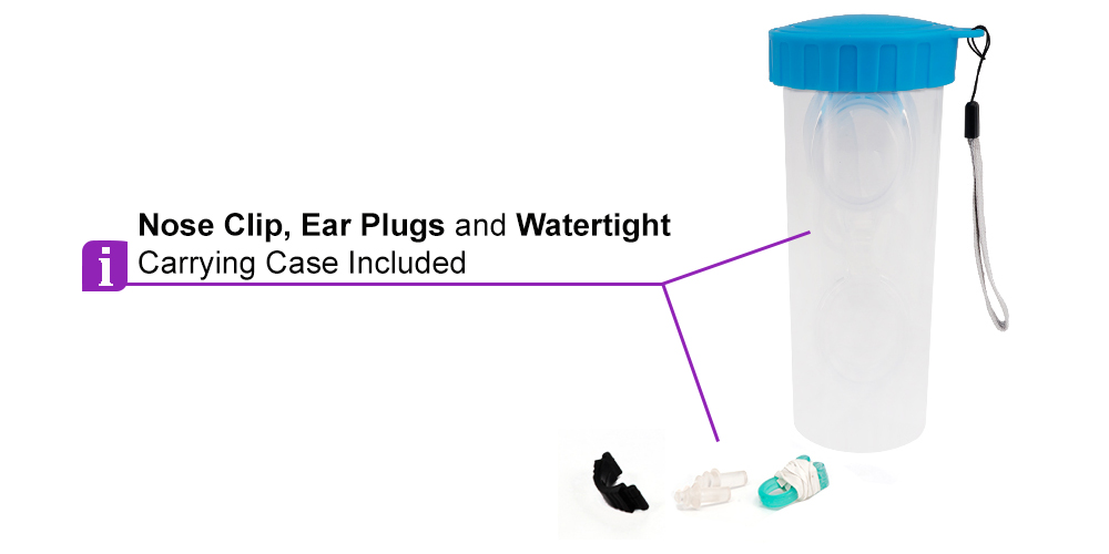 Benson Prescription Swimming Goggles Clear - Nose Clip, Ear Plugs and Watertight Case Included 