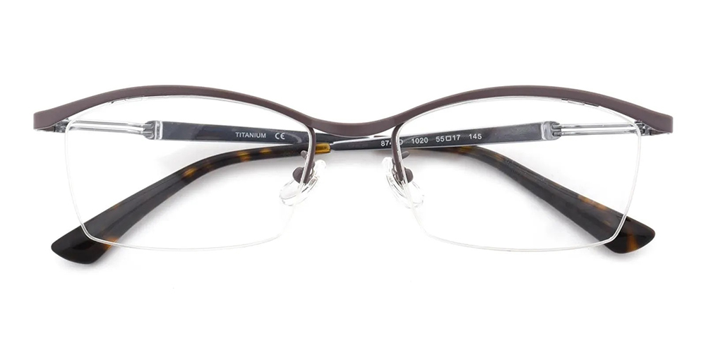 Smithtown Half Rim Titamium Prescription Eyeglasses Brown