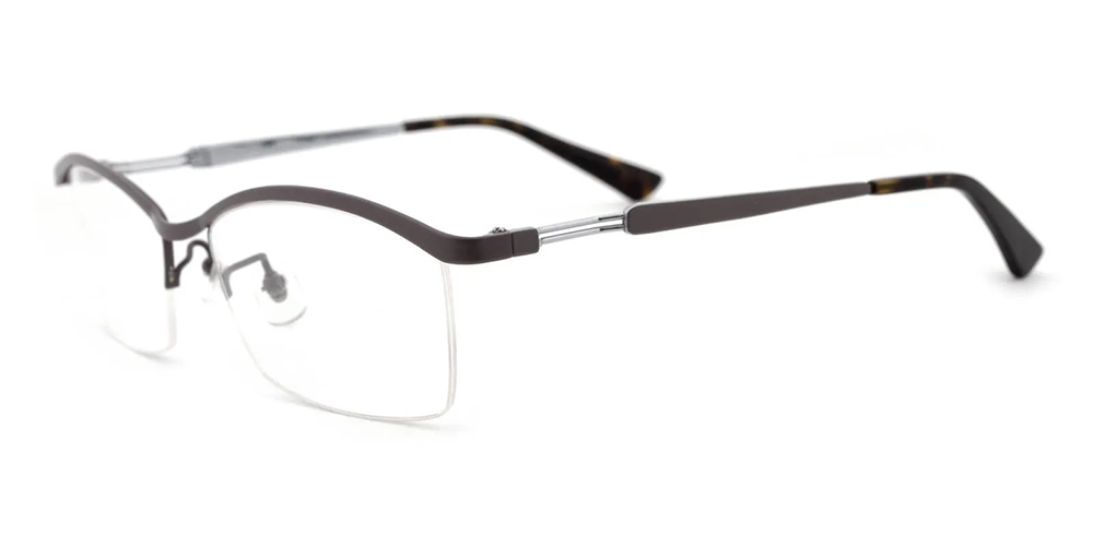 Smithtown Half Rim Titamium Prescription Eyeglasses Brown