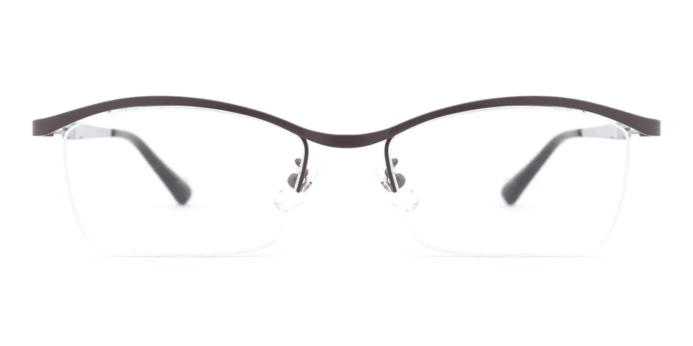 Smithtown Half Rim Titamium Prescription Eyeglasses Brown