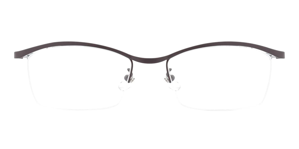 Smithtown Half Rim Titamium Prescription Eyeglasses Brown