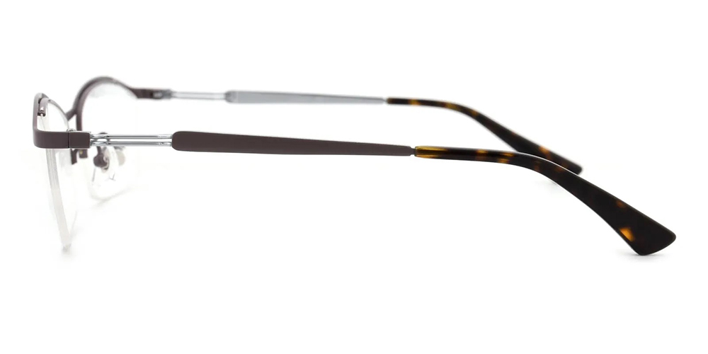 Smithtown Half Rim Titamium Prescription Eyeglasses Brown