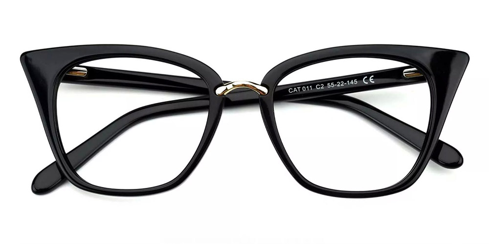 CAT011 Cat Eye Prescription Glasses Black