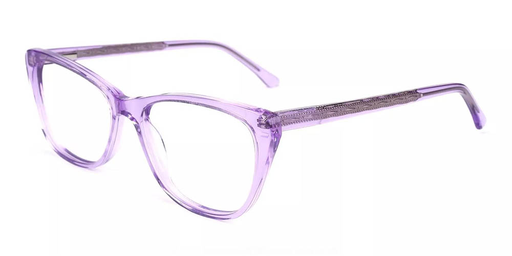 Rome-C6 Cat Eye Prescription Eyeglasses Clear Purple