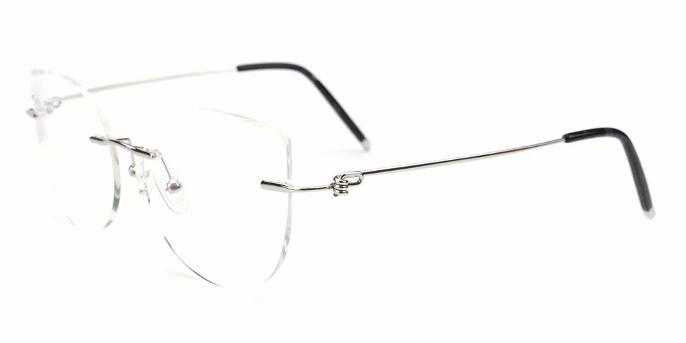 R1041 Rimless Prescription Glasses Silver