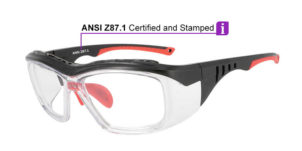 Albany Prescription Safety Glasses Black Red - ANSI Z87.1 Certified