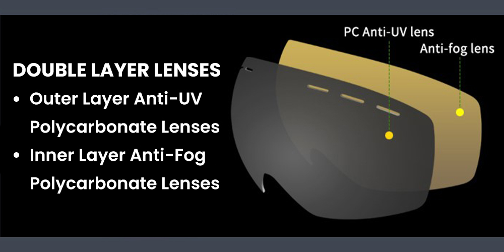 Kimberly Prescription Ski and Snowboard Goggles Gold - Dual Layer Anti Fog Lenses - Impact Resistance and UV Blocking Snow Glasses