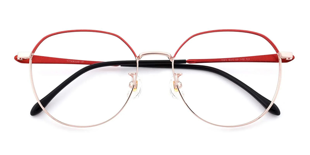 Harrison Titamium Aviator Prescription Eyeglasses Red Gold